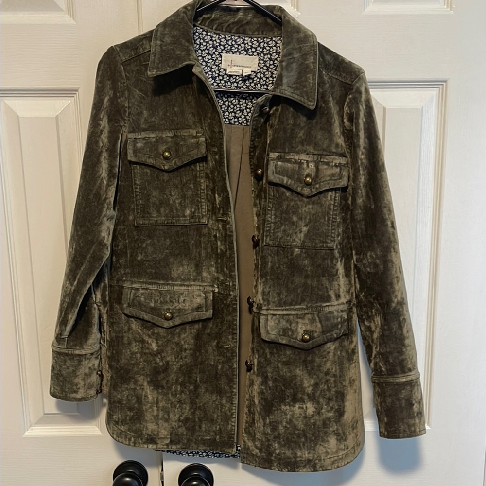 Anthropologie Velvet Jacket in Sage